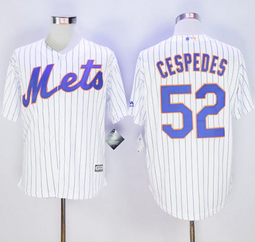 Mets #52 Yoenis Cespedes White(Blue Strip) New Cool Base Stitched MLB Jersey - Click Image to Close